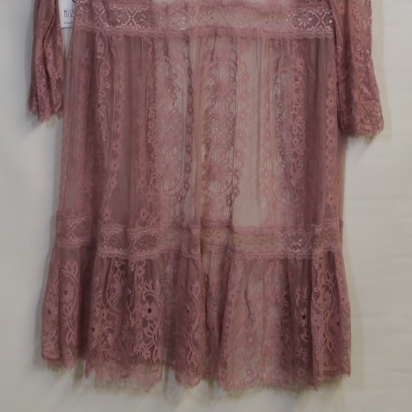 Miss Chievous Pink Rose Lace Boho Bell Sleeves Cardigan Kimono Size Extr… - Picture 5 of 9